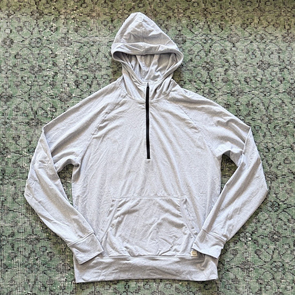 Vuori Light Gray Pullover Hoodie with Kangaroo Pocket
